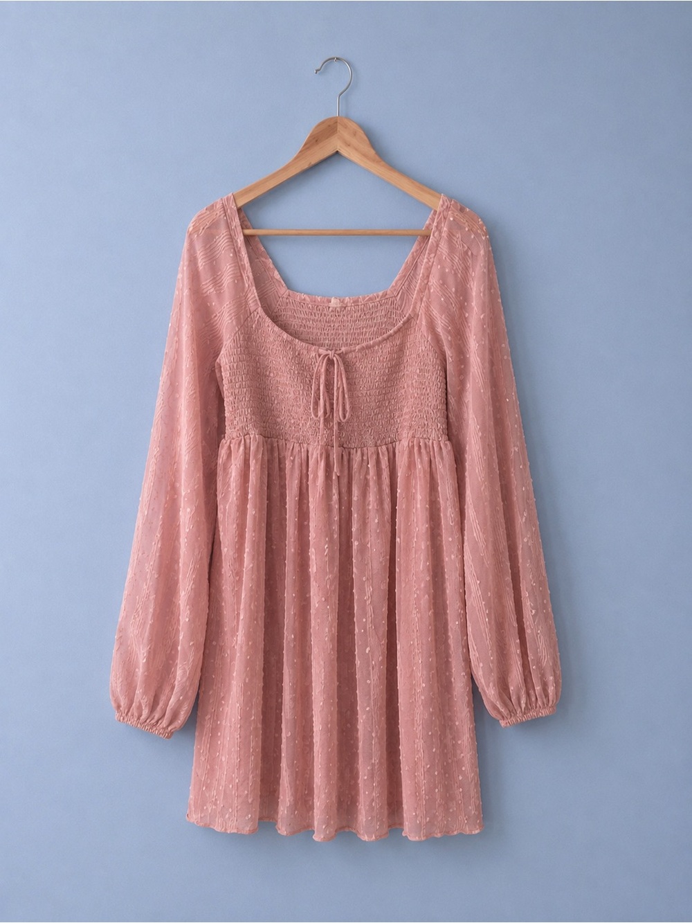 Altar'd State Dusty Rose Swiss Dot Babydoll Tunic